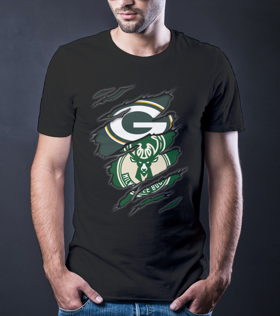 Green Bay Packers Milwaukee Bucks Fusion T-Shirt
