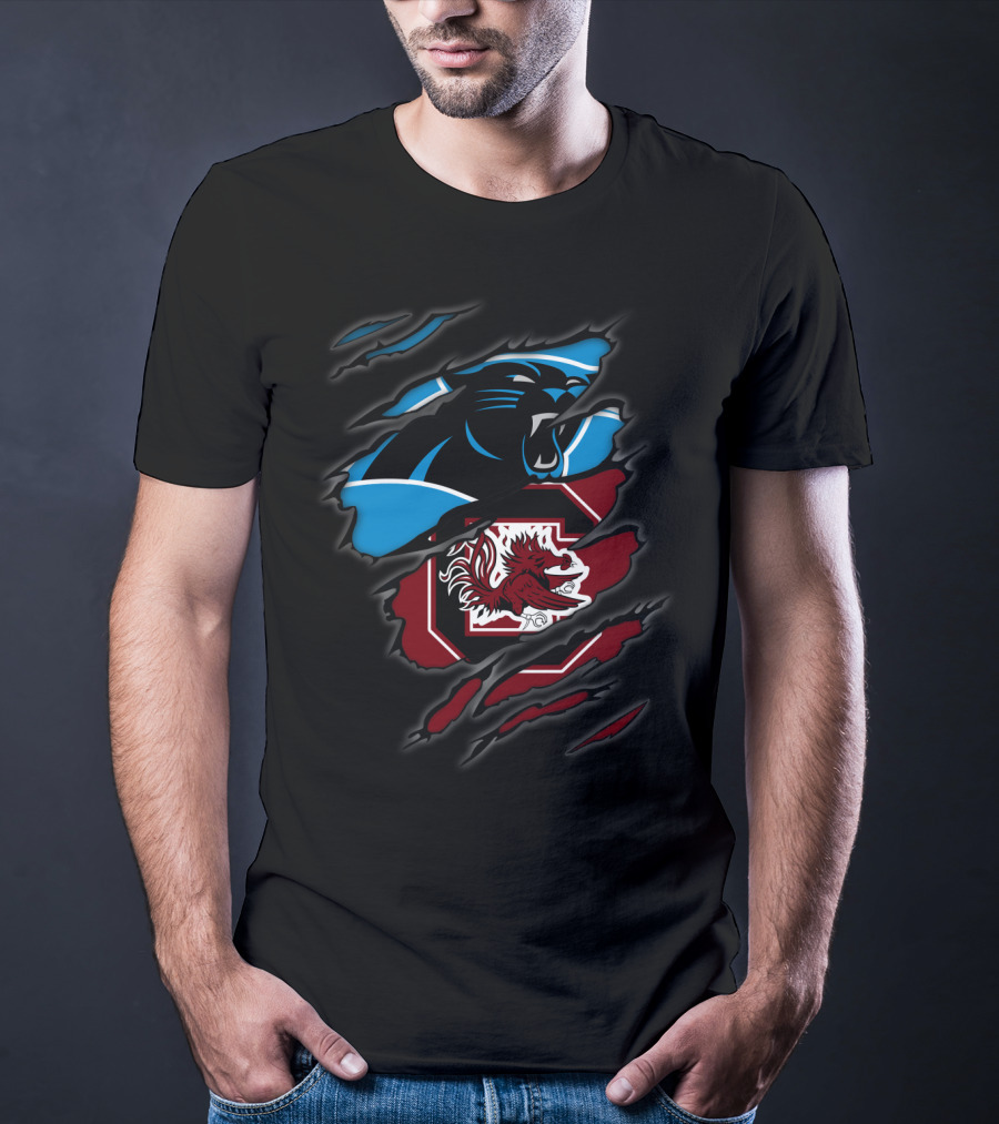 Carolina Panthers South Carolina Gamecocks Logo Mashup T-Shirt