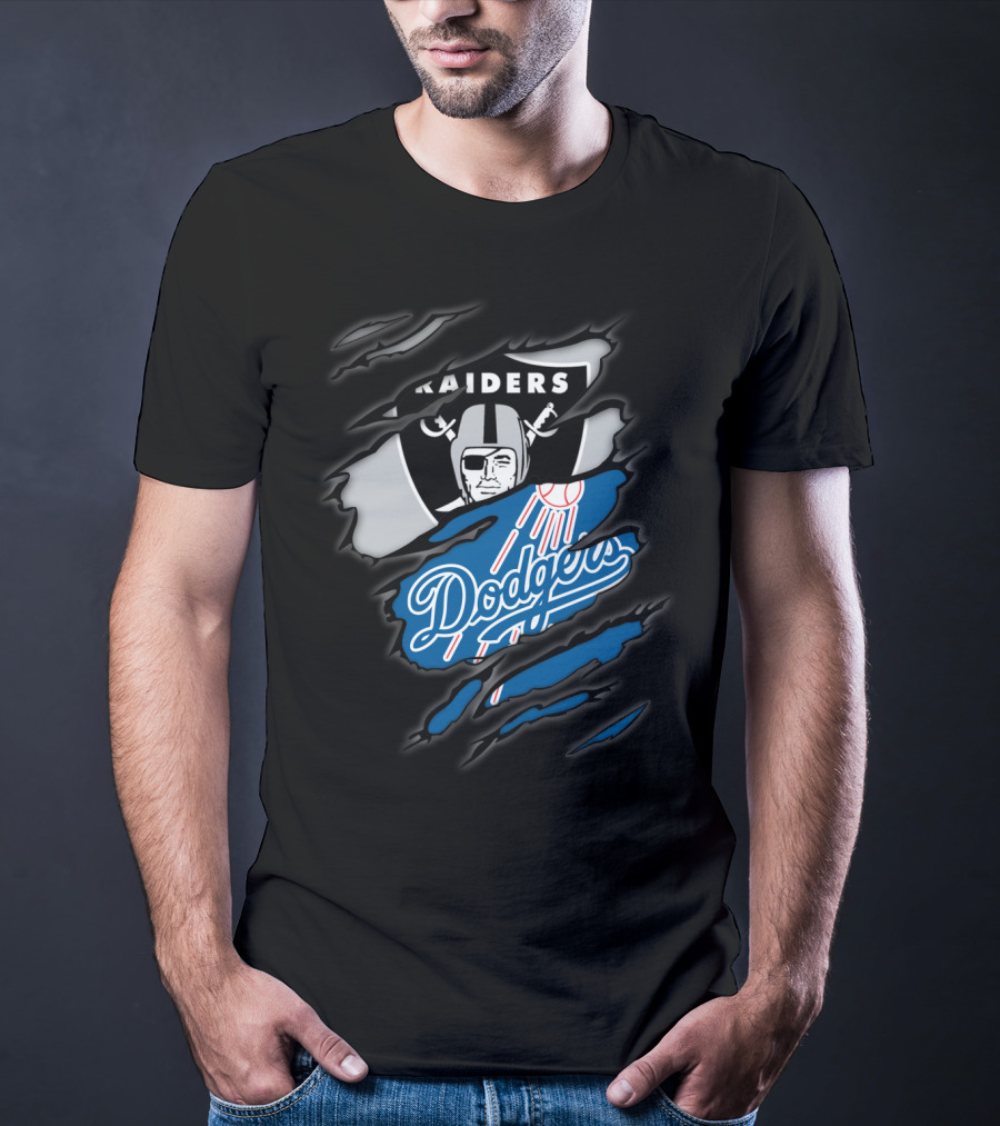 Raiders Dodgers Ripped Layers Fusion T-Shirt