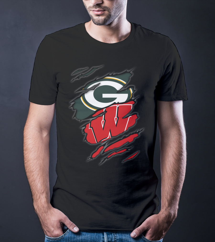 Packers Badgers G W Ripped Claw Marks T-Shirt
