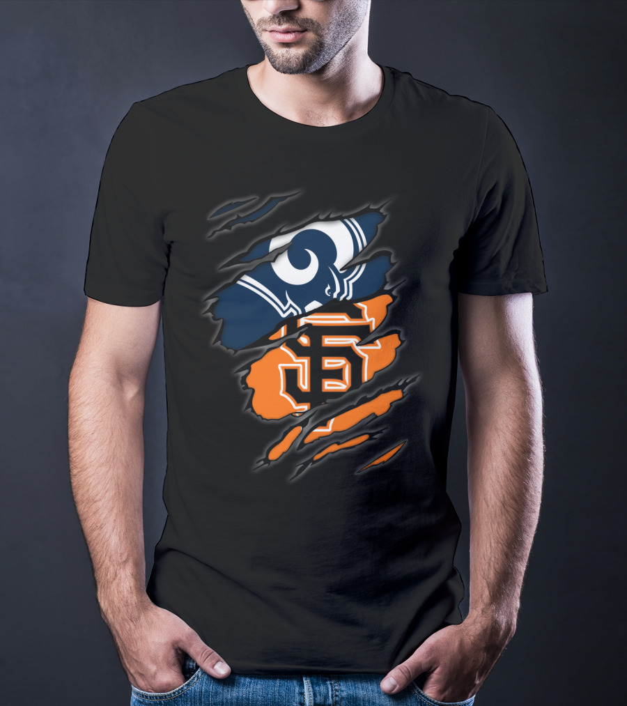 Rams Giants Logos Blue Orange T-Shirt