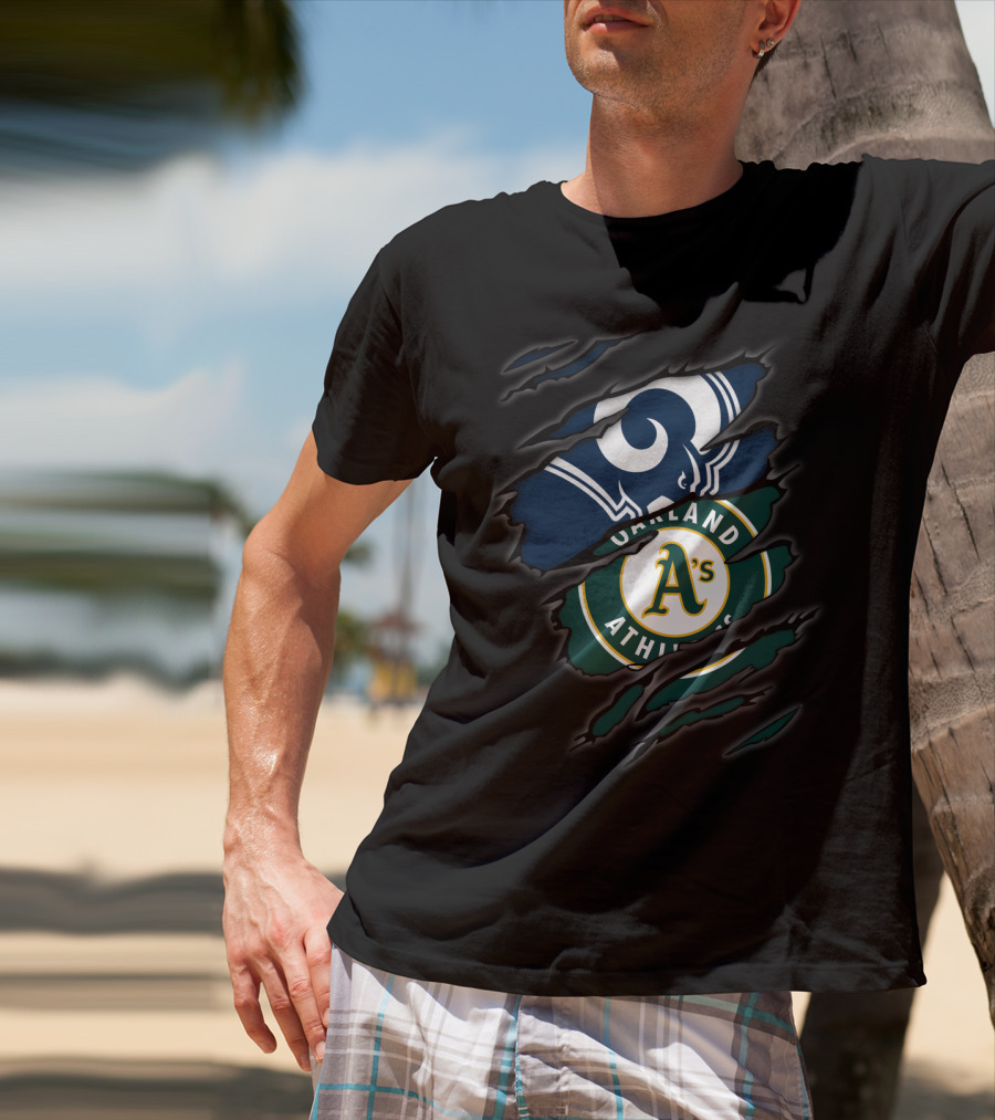 Rams Oakland Athletics A's Logo Fusion T-Shirt
