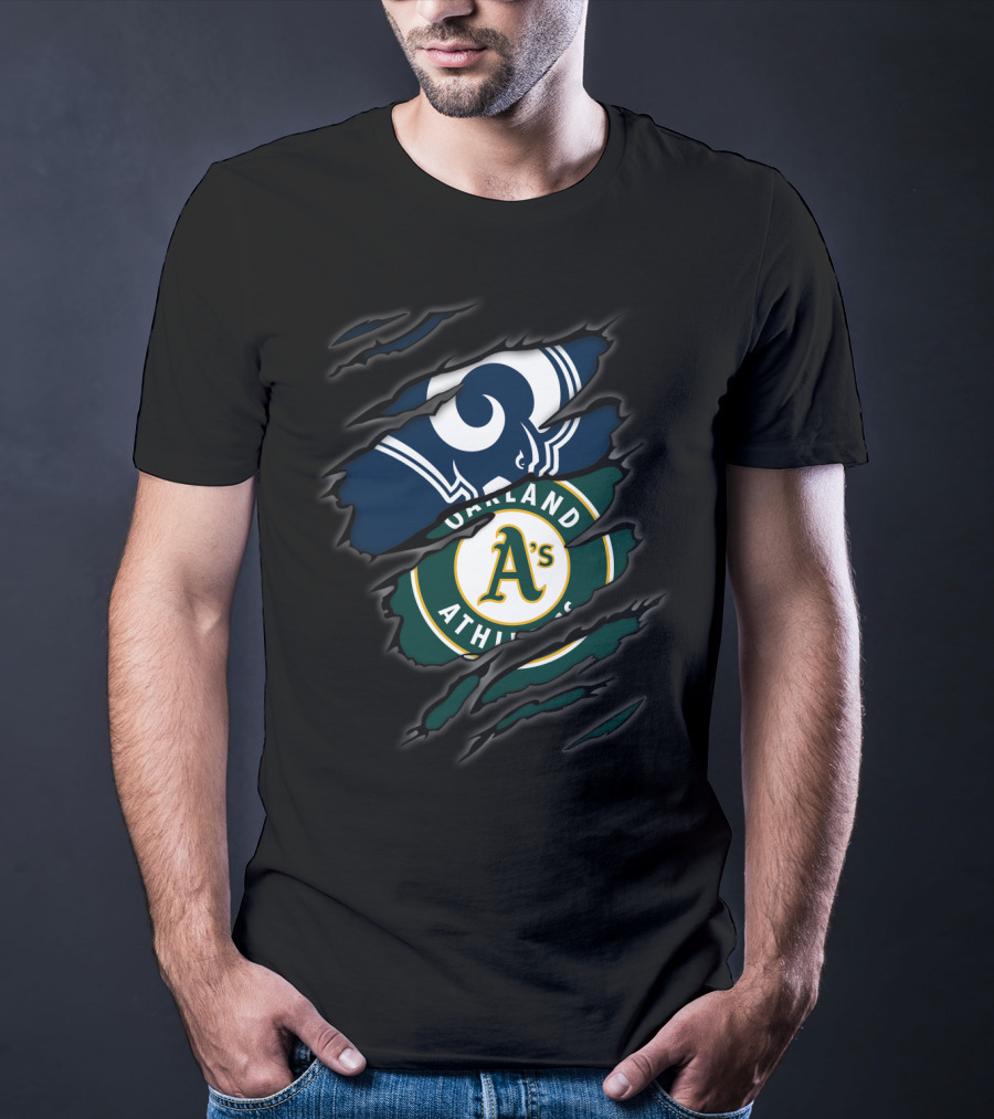 Rams Oakland Athletics A's Logo Fusion T-Shirt