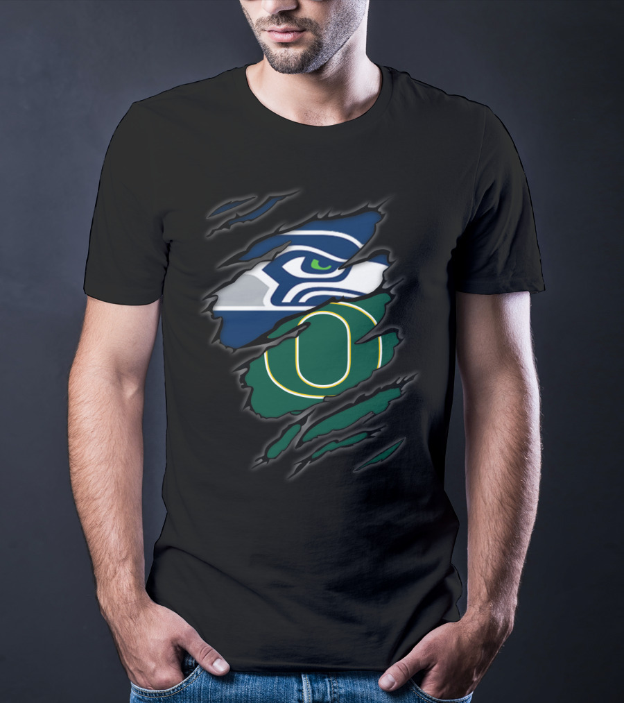 Seahawks Oregon Ducks Logo Mashup T-Shirt