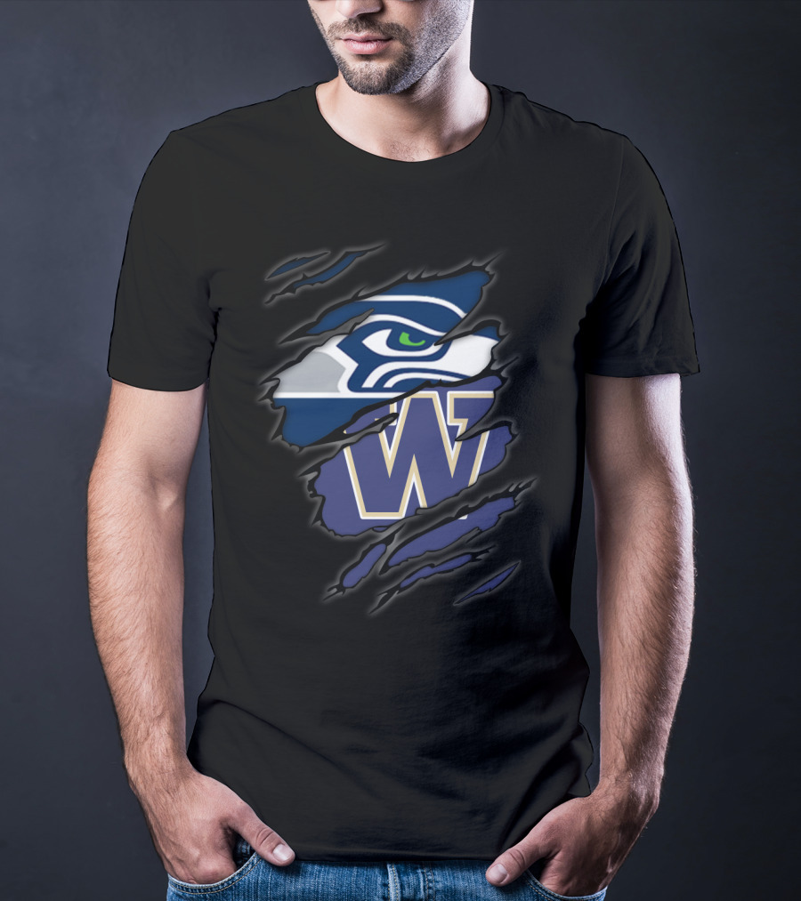 Seahawks Logo University Of Washington Huskies W Claws T-Shirt