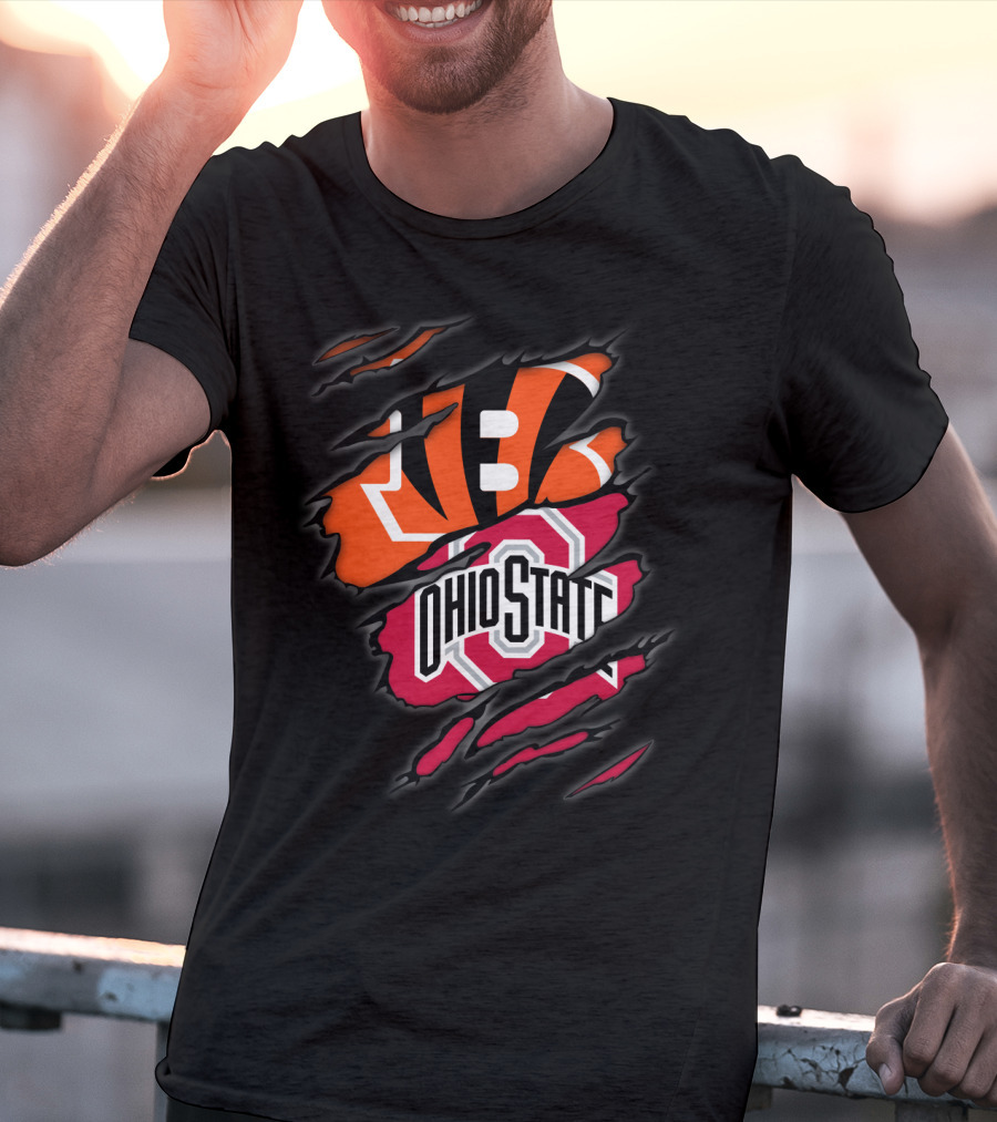 Bengals Ohio State Ripped Logo Fusion T-Shirt