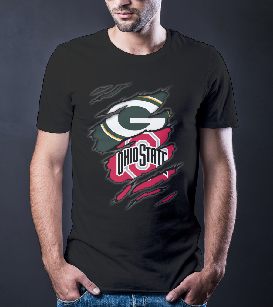 Packers Ohio State Torn Logo Fusion T-Shirt