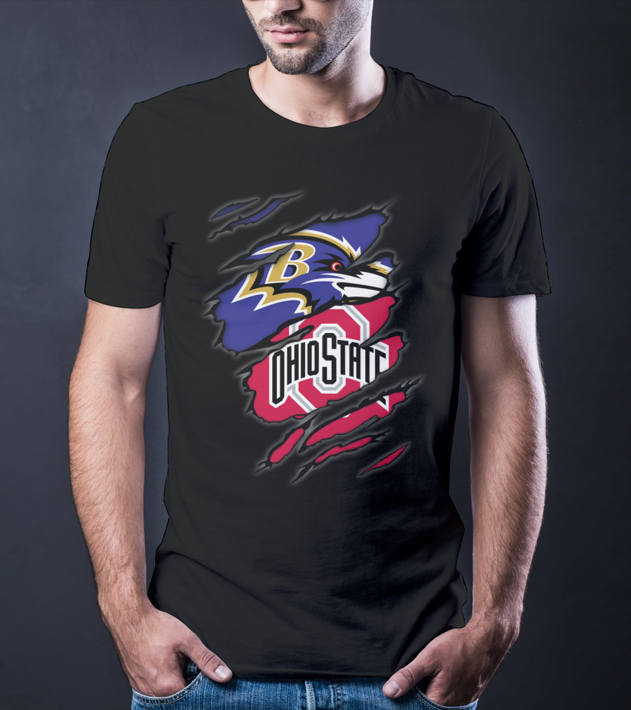 Ravens Ohio State Logo Tear T-Shirt