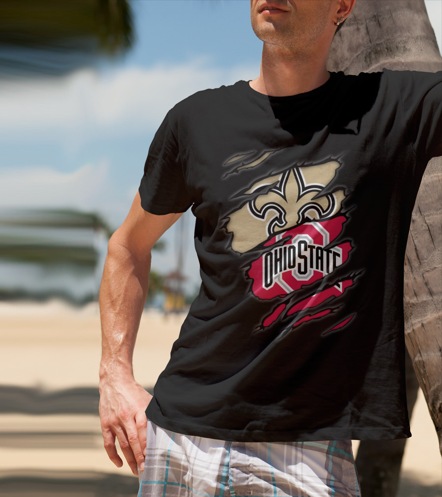 Ohio State Buckeyes New Orleans Saints Fleur-de-Lis T-Shirt