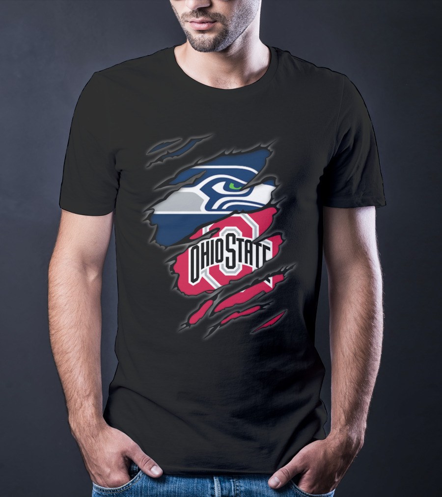 Seahawks Ohio State Logo Mashup Claw T-Shirt