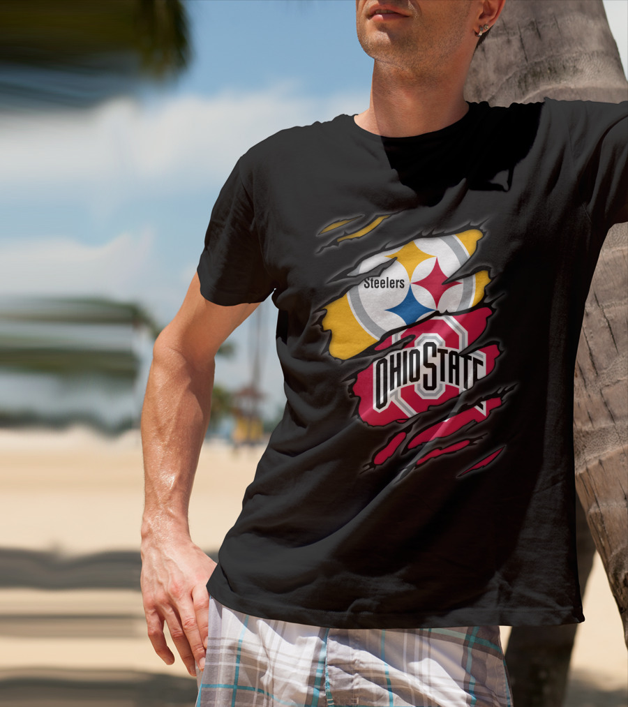 Steelers And Ohio State Logo Fusion T-Shirt