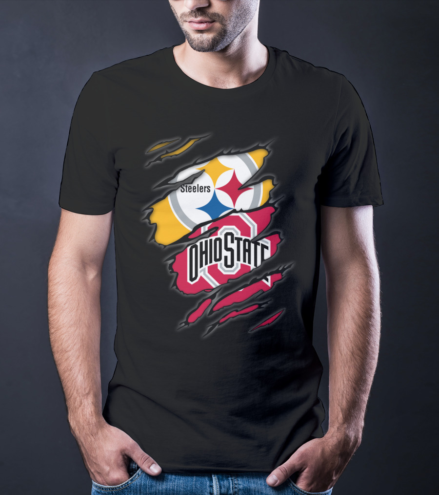 Steelers And Ohio State Logo Fusion T-Shirt