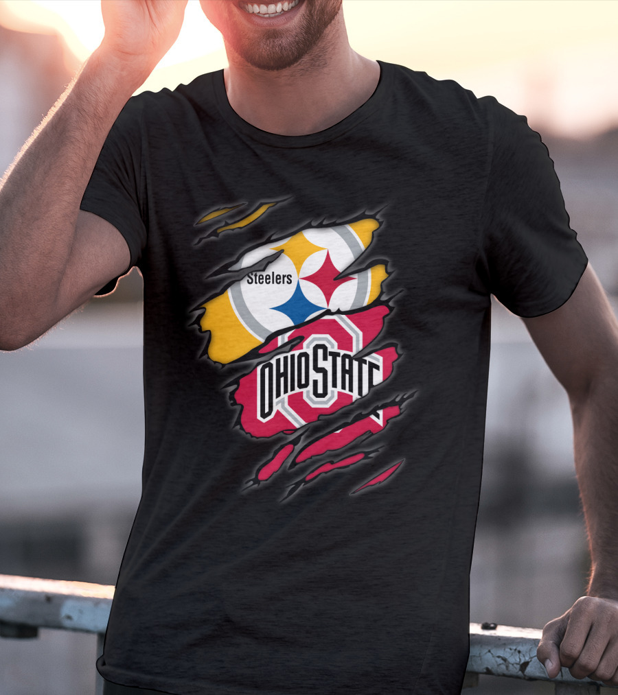 Steelers And Ohio State Logo Fusion T-Shirt