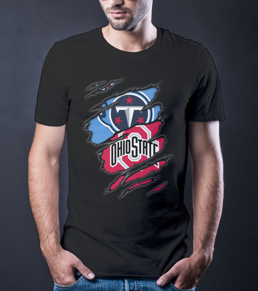 Titans Logo Ohio State Emblem Tear T-Shirt