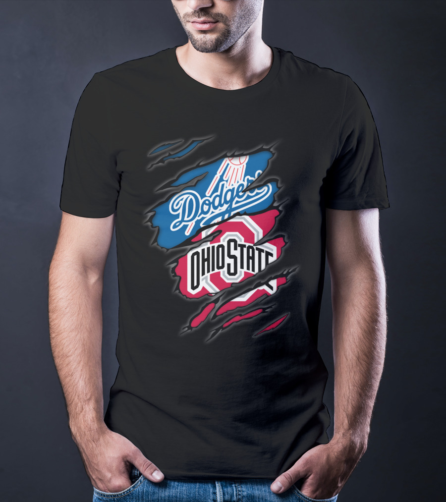 Dodgers Ohio State Hidden Logos Torn Reveal T-Shirt