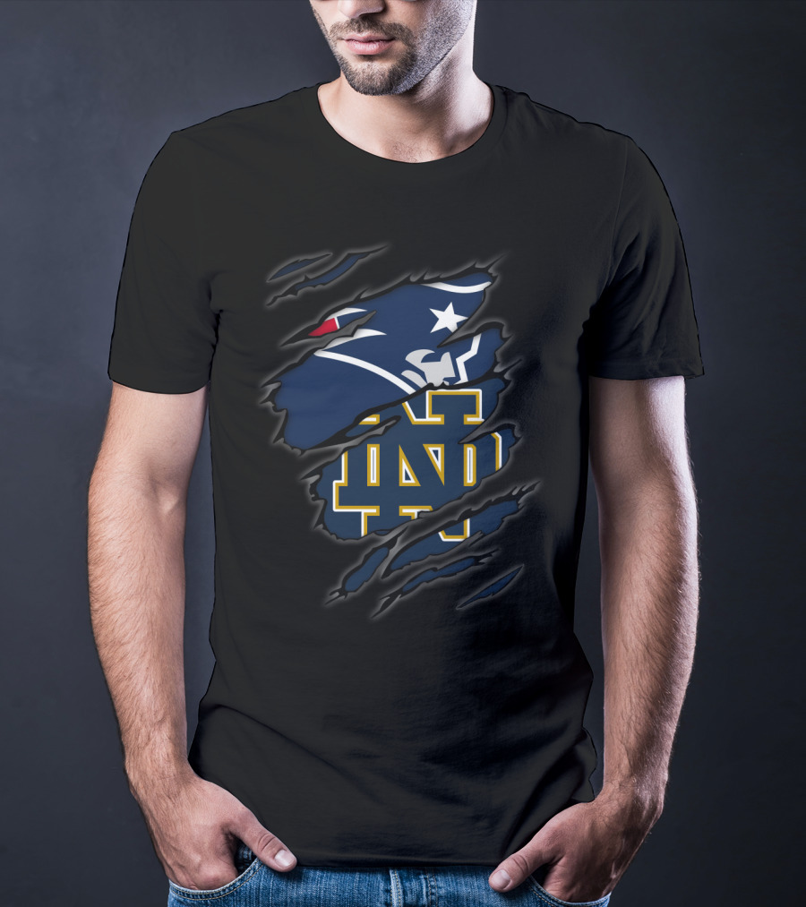 New England Patriots Notre Dame ND Logo Fusion T-Shirt
