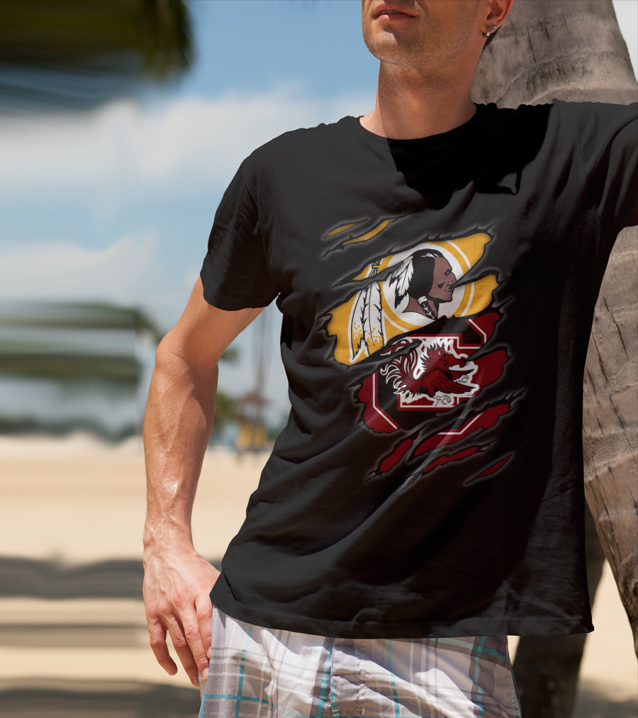 Washington Redskins South Carolina Gamecocks Collegiate Football Fan T-Shirt