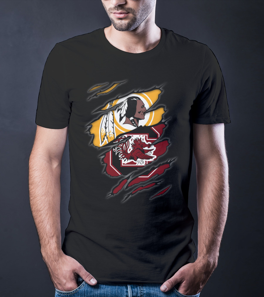 Washington Redskins South Carolina Gamecocks Collegiate Football Fan T-Shirt