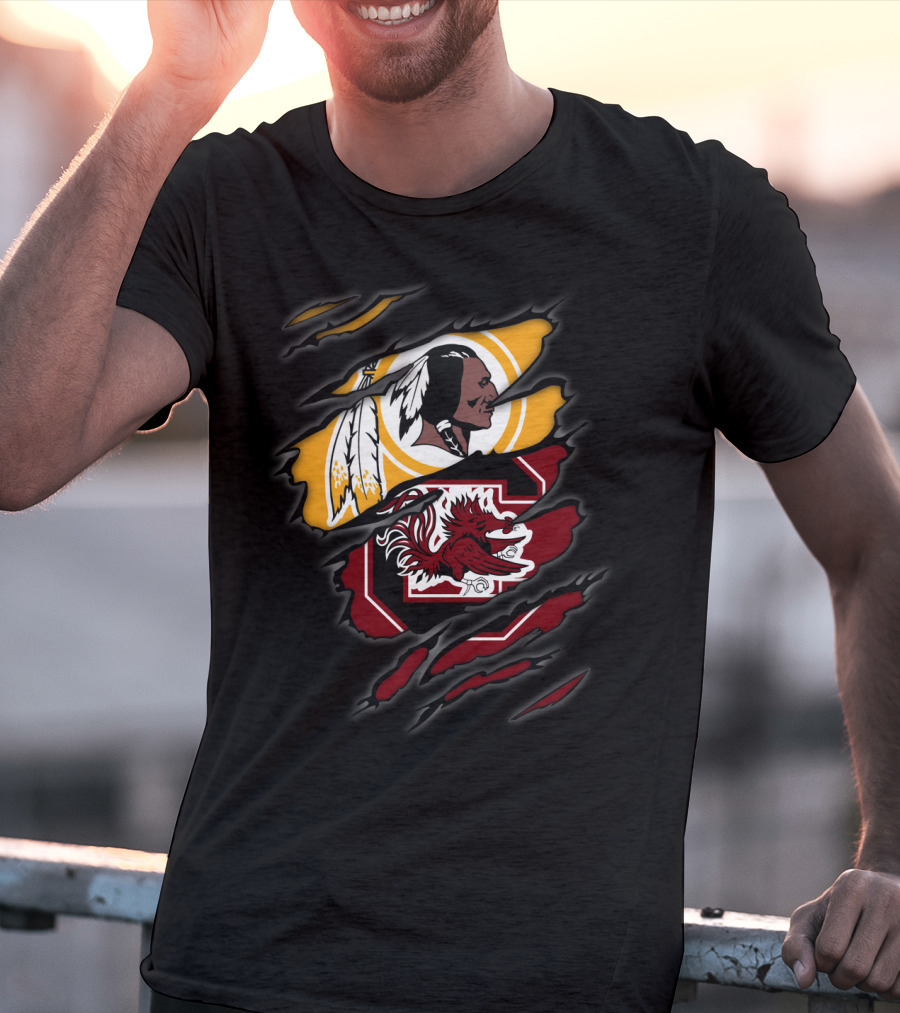 Washington Redskins South Carolina Gamecocks Collegiate Football Fan T-Shirt