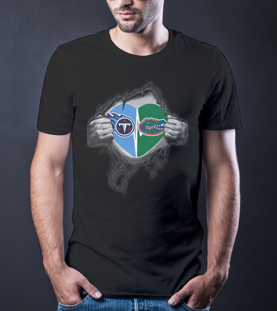 Tennessee Titans Florida Gators Heart Fusion T-Shirt