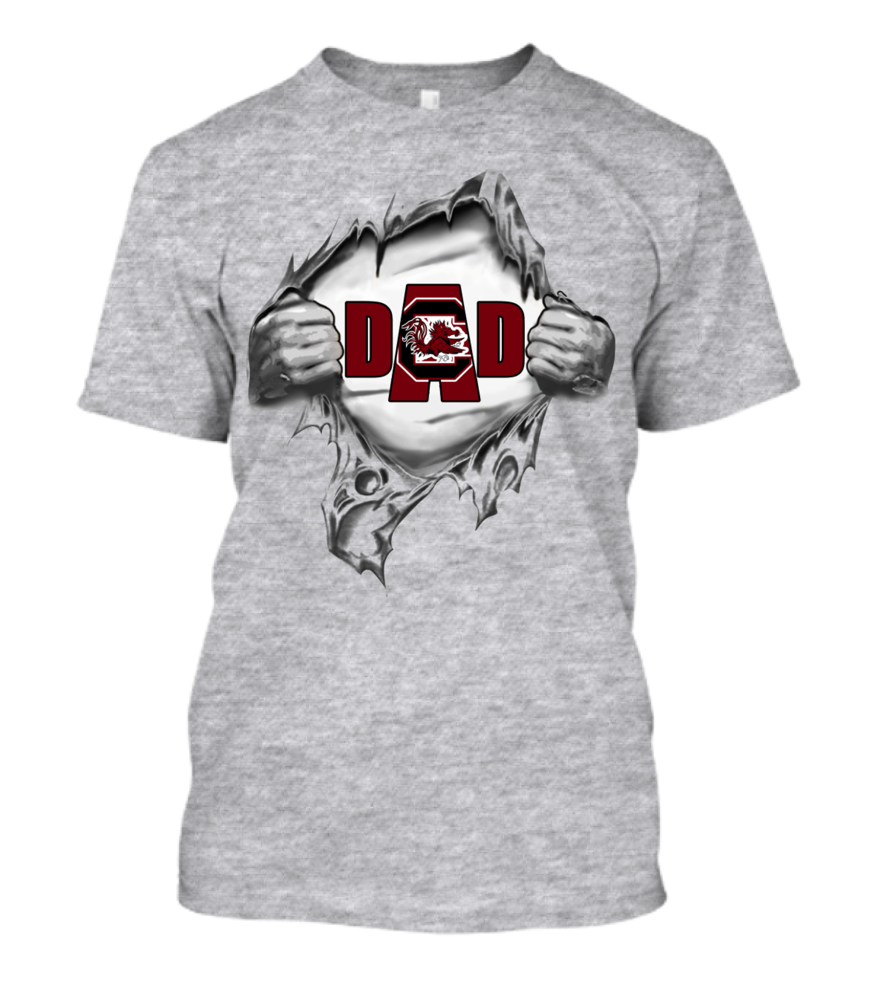 Gamecocks Dad Superhero Tearing Metal Hands T-Shirt