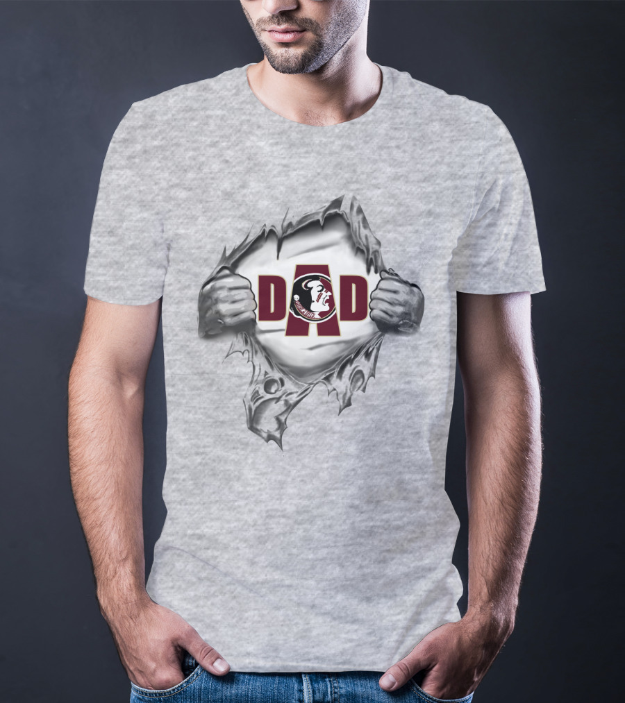 Seminoles Dad FSU Logo Tearing Fabric T-Shirt
