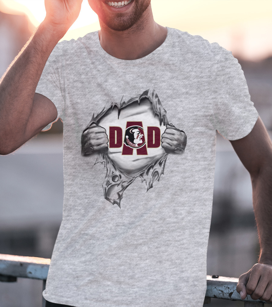 Seminoles Dad FSU Logo Tearing Fabric T-Shirt