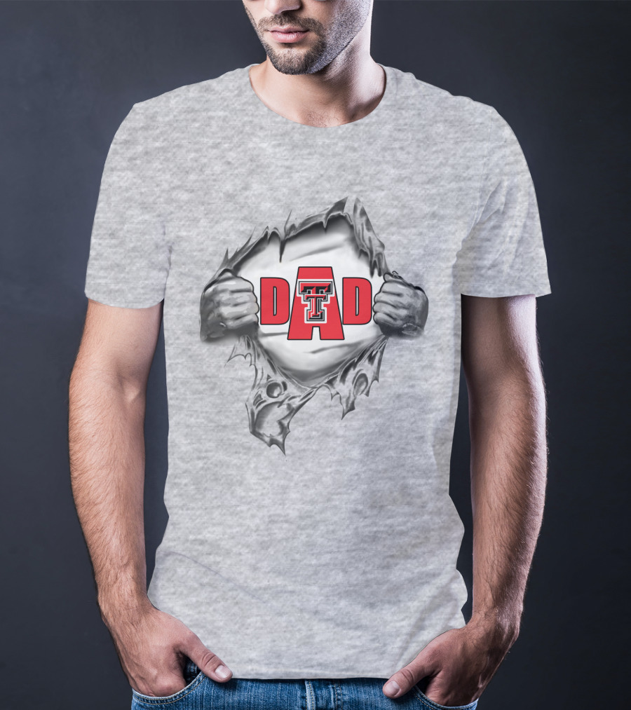 Texas Tech Dad Double T Logo Ripped T-Shirt