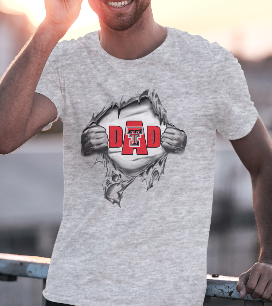 Texas Tech Dad Double T Logo Ripped T-Shirt