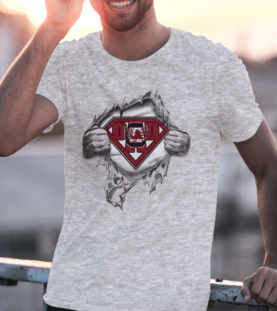 Gamecocks Dad Superhero Emblem T-Shirt