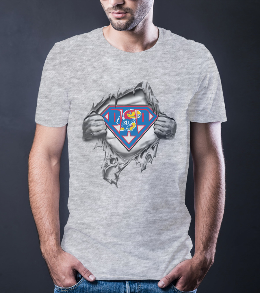 KU Kansas Jayhawks Superman Logo Tear T-Shirt