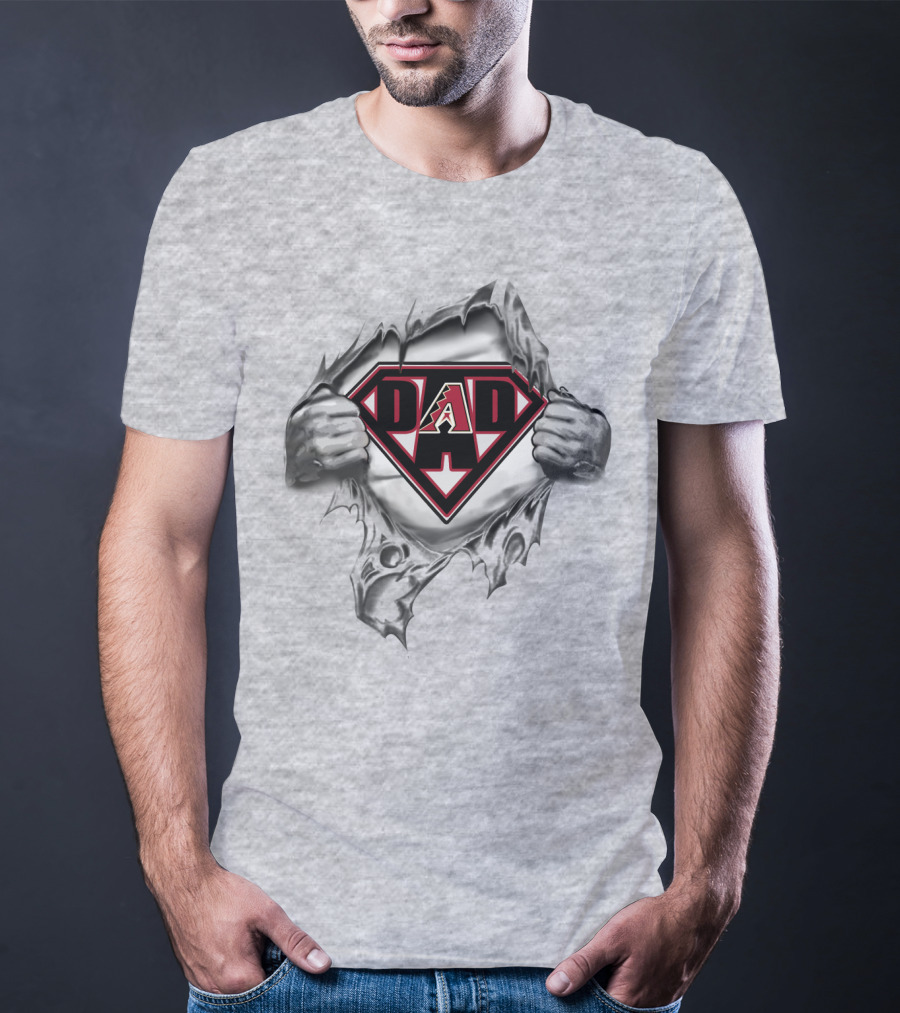 Arizona Diamondbacks Dad Superman Style Logo Rip T-Shirt