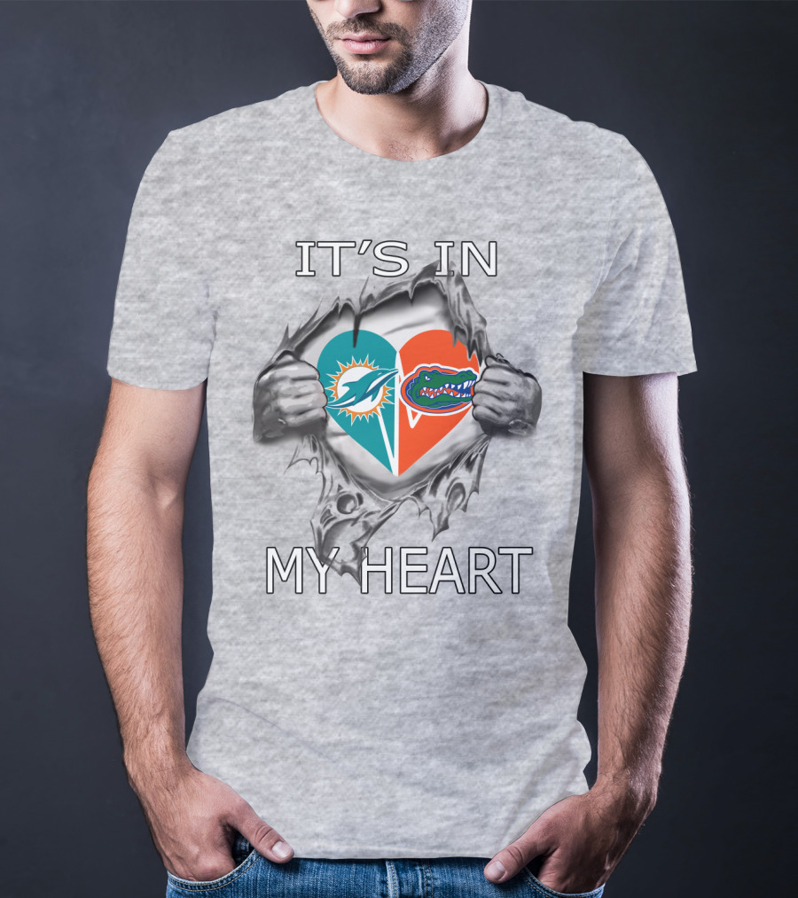 It's In My Heart Dolphins Gators Heart T-Shirt