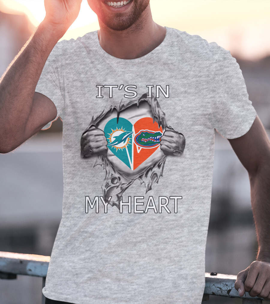It's In My Heart Dolphins Gators Heart T-Shirt