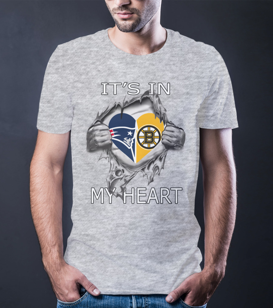 Patriots Bruins Heart Logos It's In My Heart T-Shirt