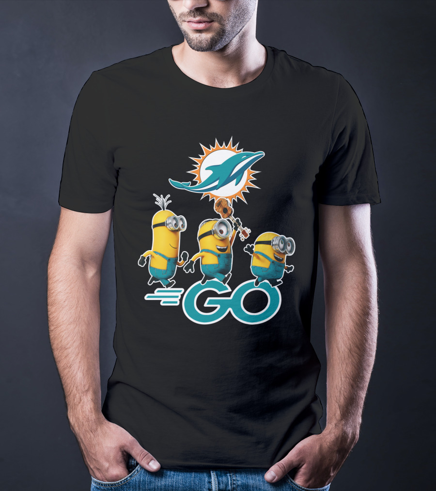 Minions Go Miami Dolphins Football Fun T-Shirt