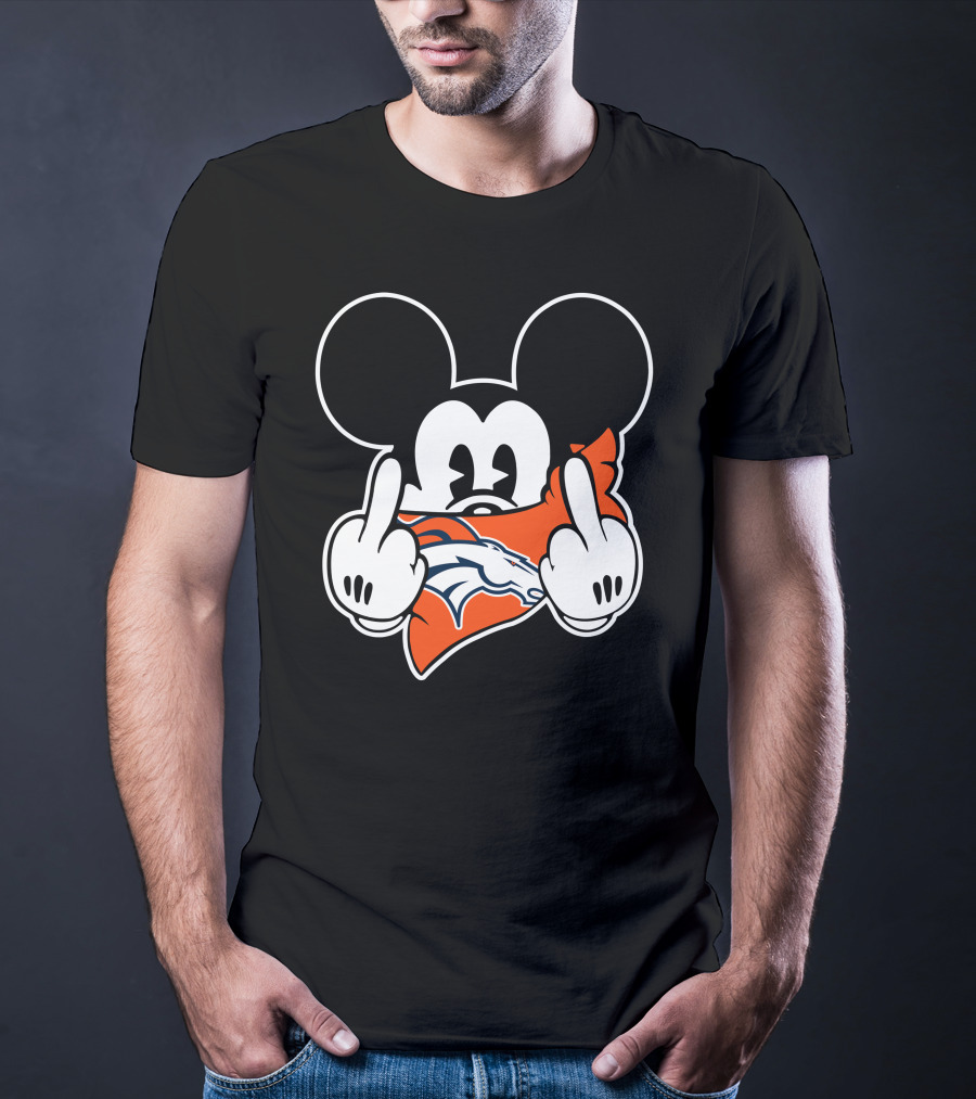 Broncos Mickey Mouse Middle Finger Gesture T-Shirt