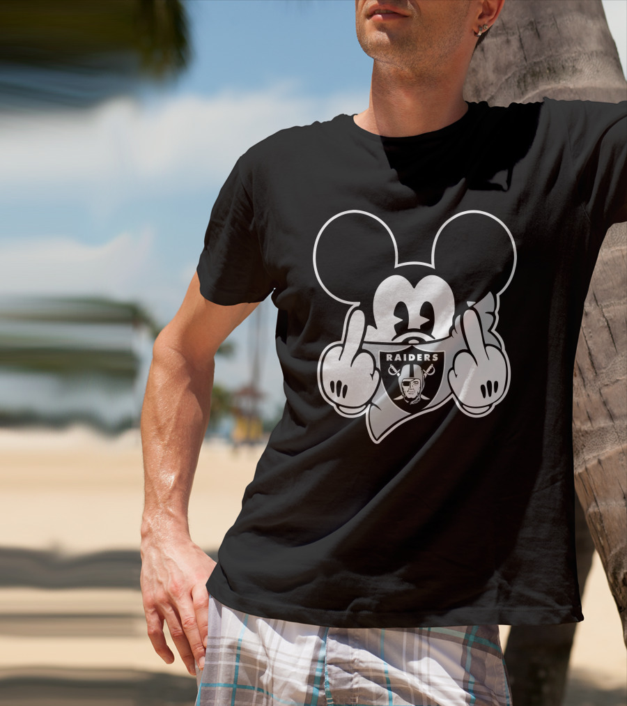 Raiders Mickey Mouse Middle Finger Gesture T-Shirt