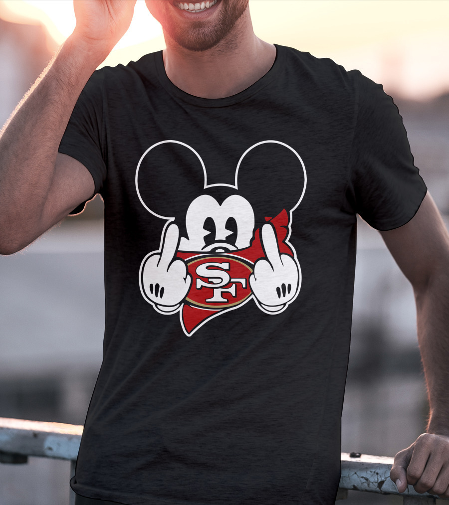 Sf 49ers Mickey Mouse Middle Finger T-Shirt