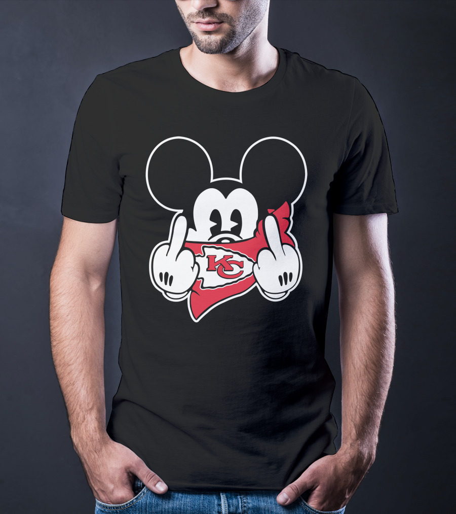 Kansas City Chiefs Mickey Mouse Bandana Gesture T-Shirt
