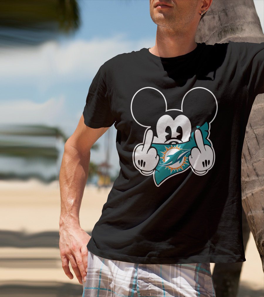 Mickey Mouse Dolphins Fanatic Bold Gesture Soccer Team Spirit Display T-Shirt