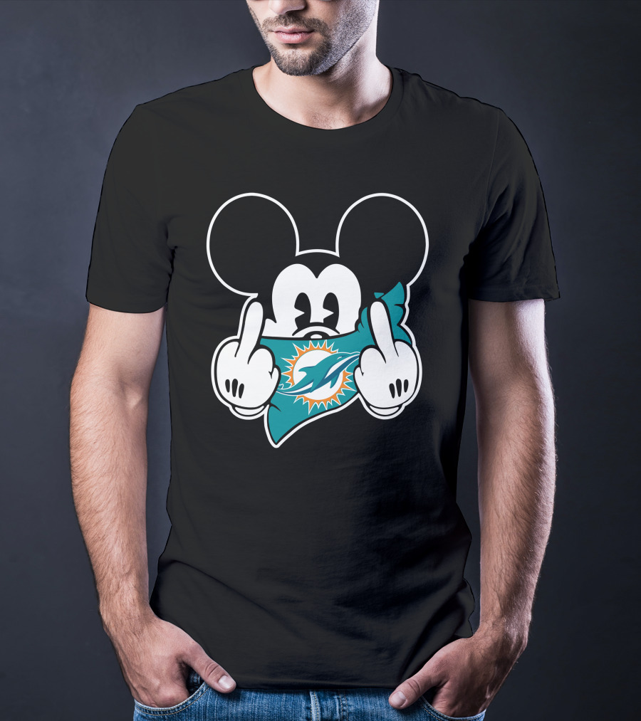 Mickey Mouse Dolphins Fanatic Bold Gesture Soccer Team Spirit Display T-Shirt