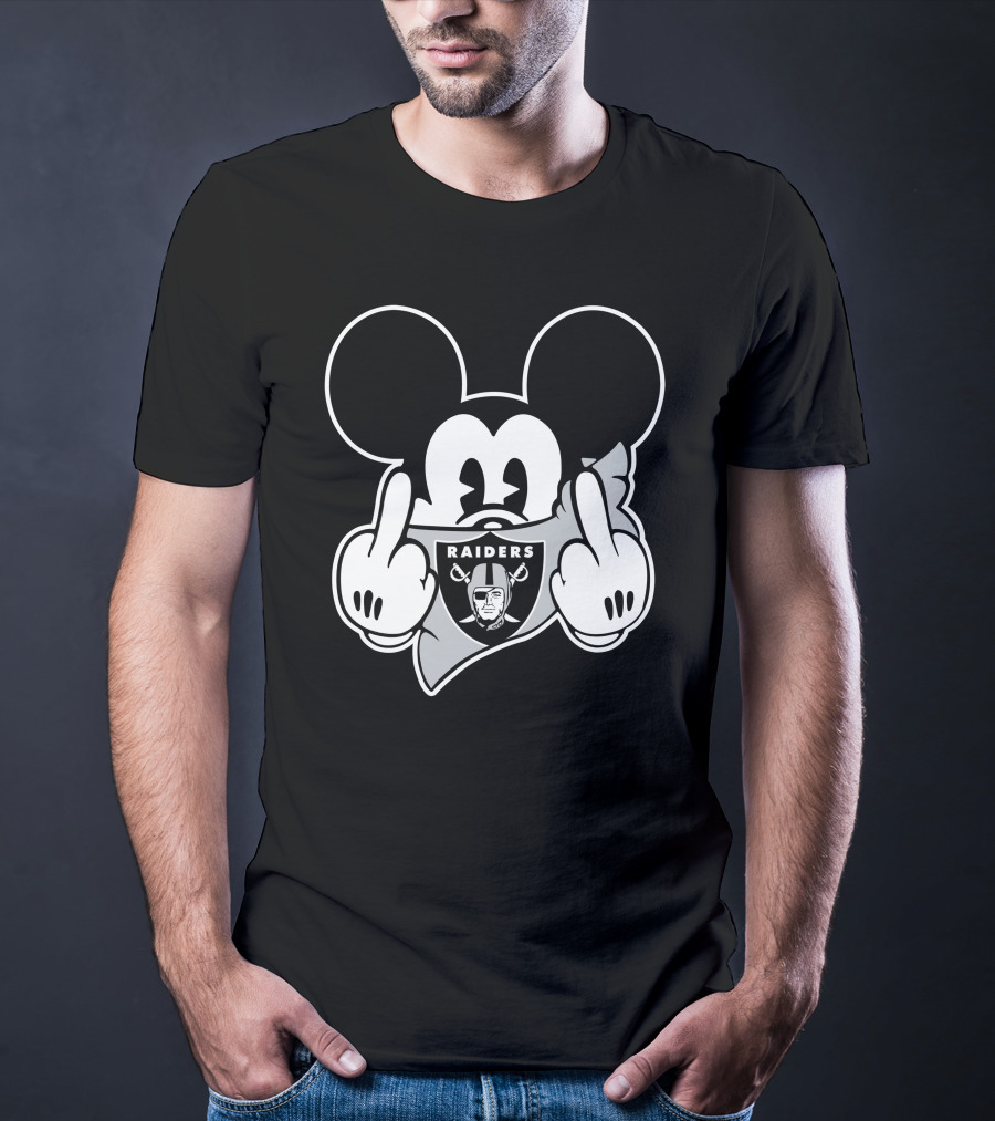 Raiders Logo Parody With Cartoon Character Showing Middle Fingers T-Shirt