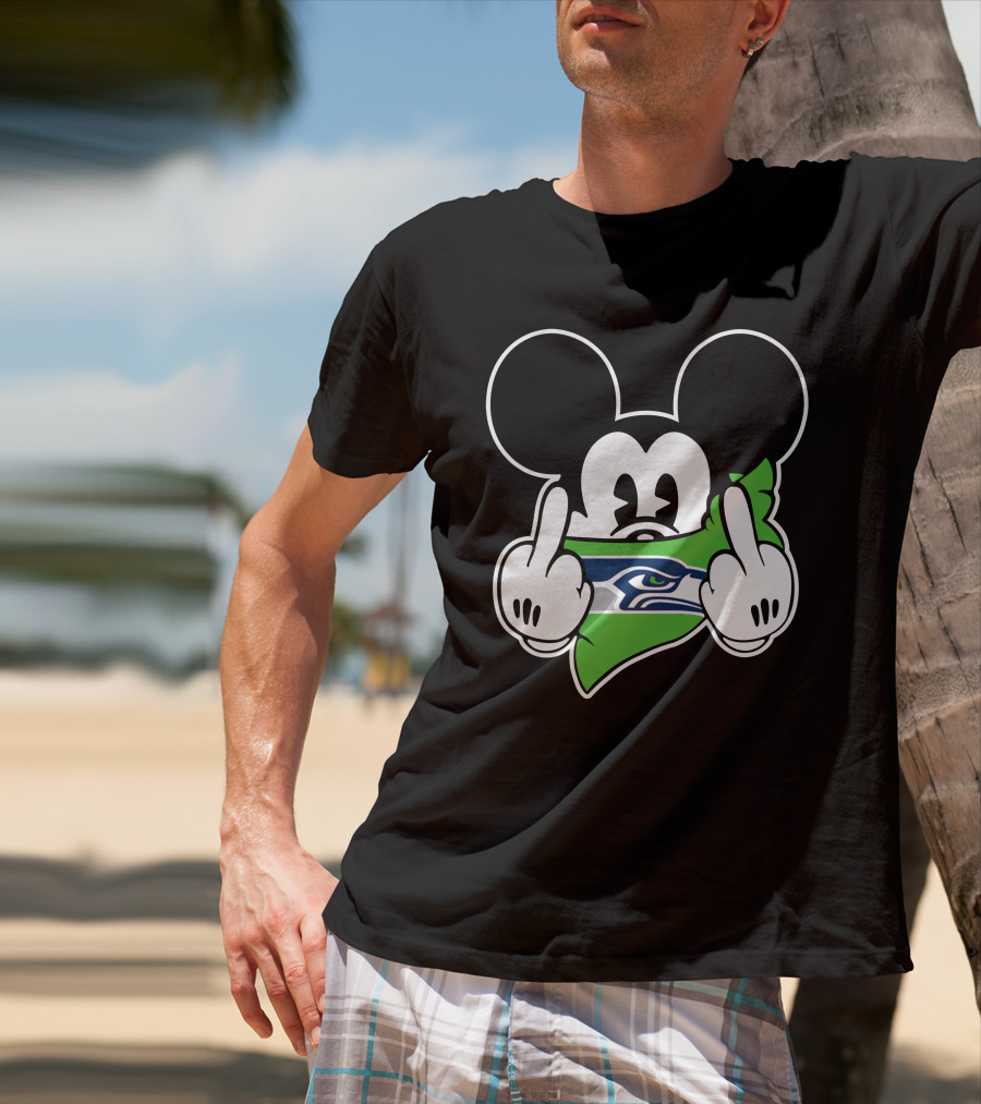 Seahawks Mickey Mouse Middle Finger T-Shirt