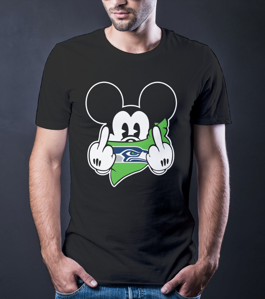 Seahawks Mickey Mouse Middle Finger T-Shirt