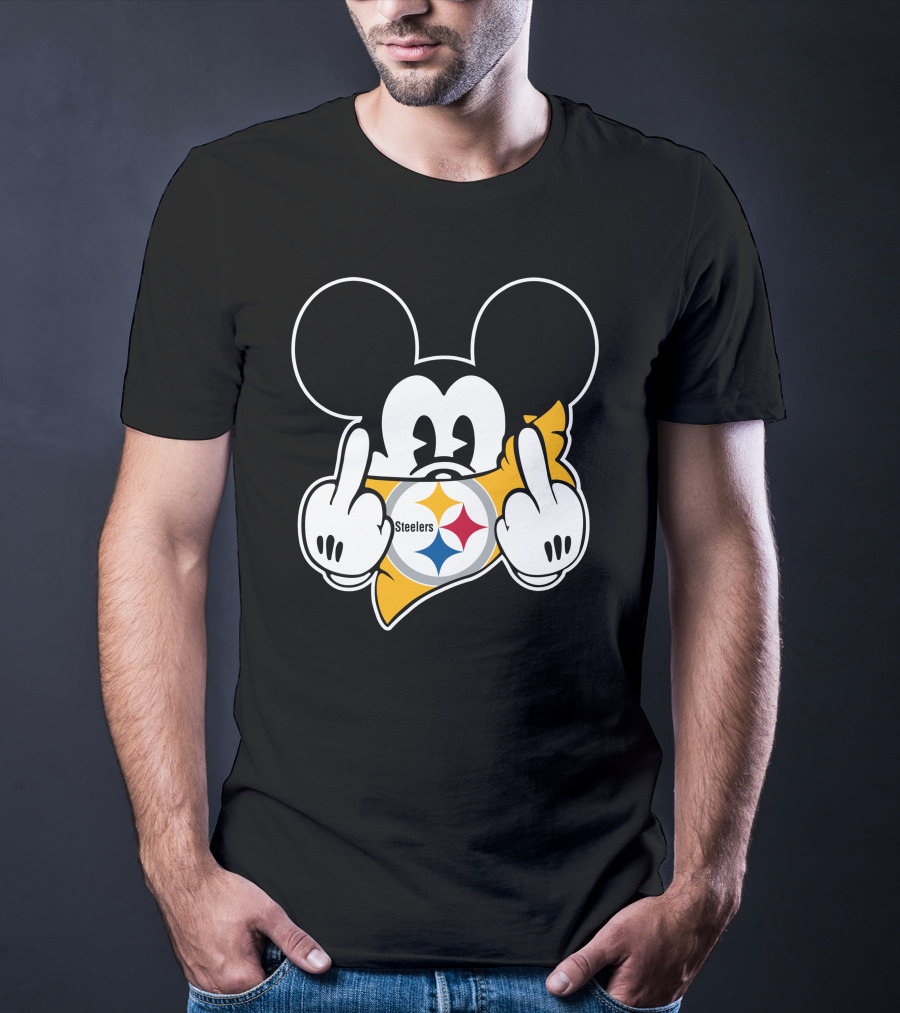 Steelers Logo With Character Giving Middle Finger T-Shirt