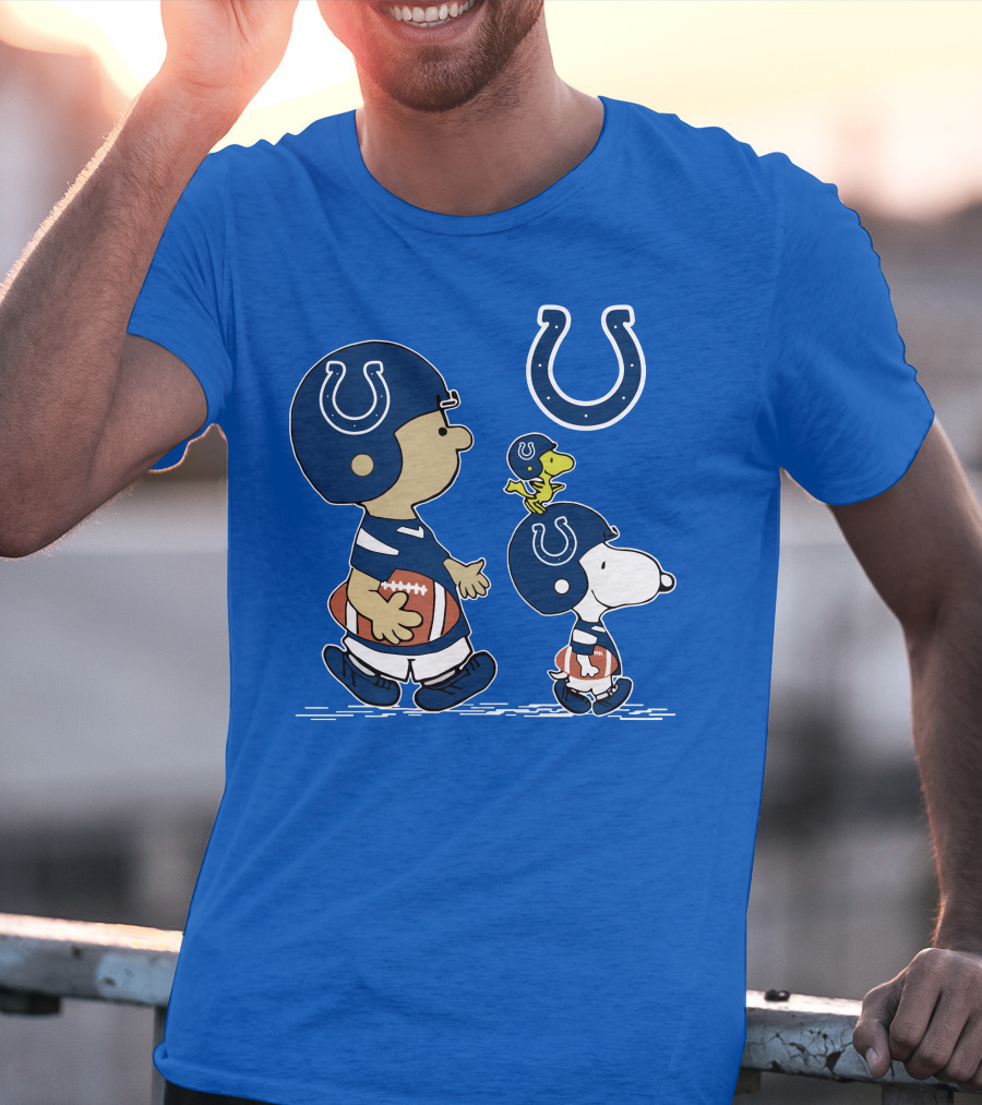Colts Snoopy And Woodstock Football Helmets T-Shirt