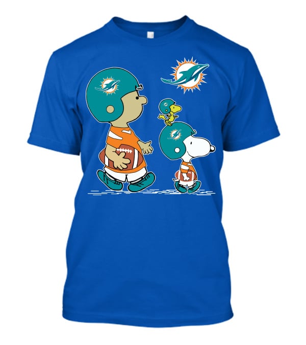 Miami Dolphins Snoopy Woodstock Friends Peanuts Football Collaboration T-Shirt