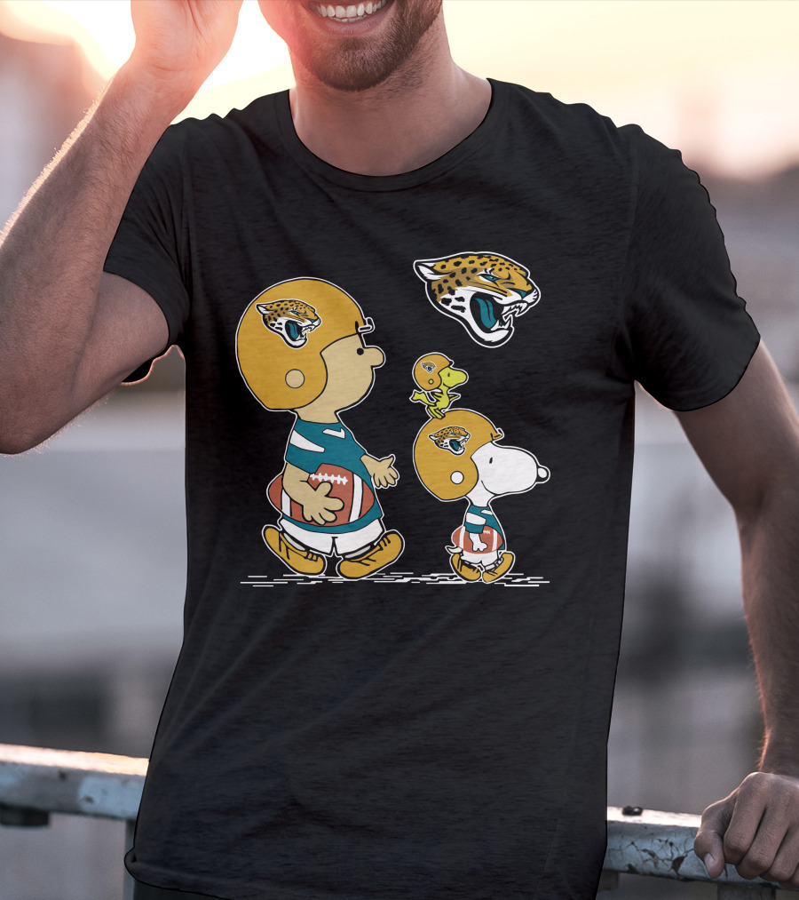 Jaguars Snoopy Charlie Brown Woodstock Football Helmet T-Shirt