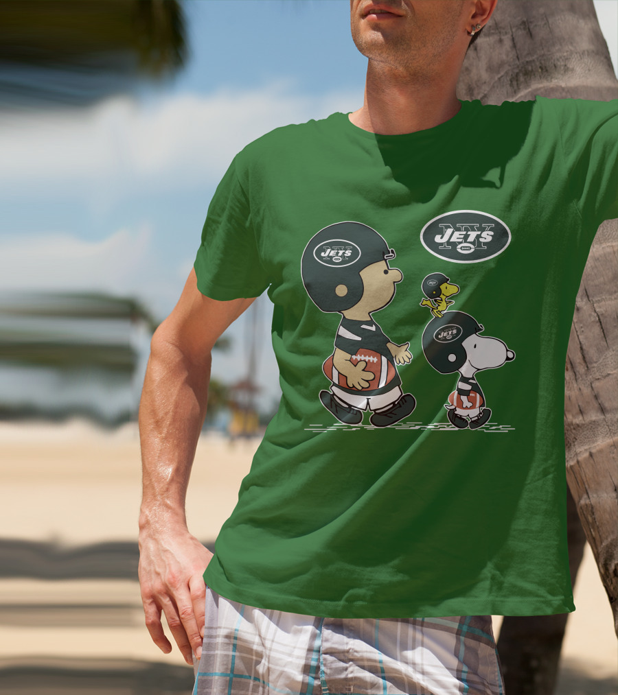 New York Jets Snoopy And Woodstock Football Adventure T-Shirt